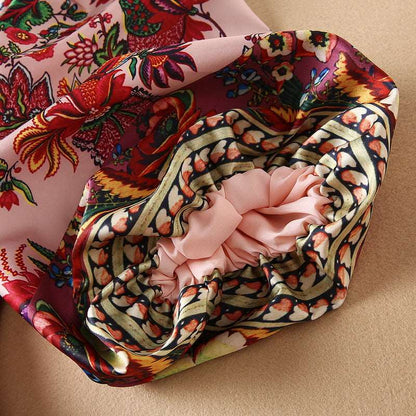 Women's Puff Sleeve Printed Pleated Swing Dress - ChoreGirl
