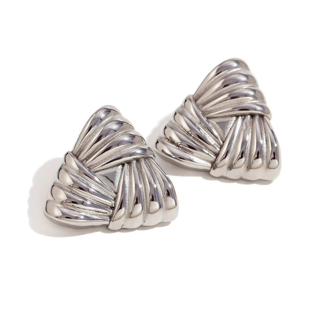 Women's Retro 18K Gold Triangular Stud Earrings - ChoreGirl