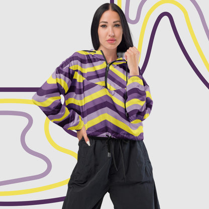 Custom Women’s Retro Cropped Windbreaker Jacket | PERSONALIZED - ChoreGirl