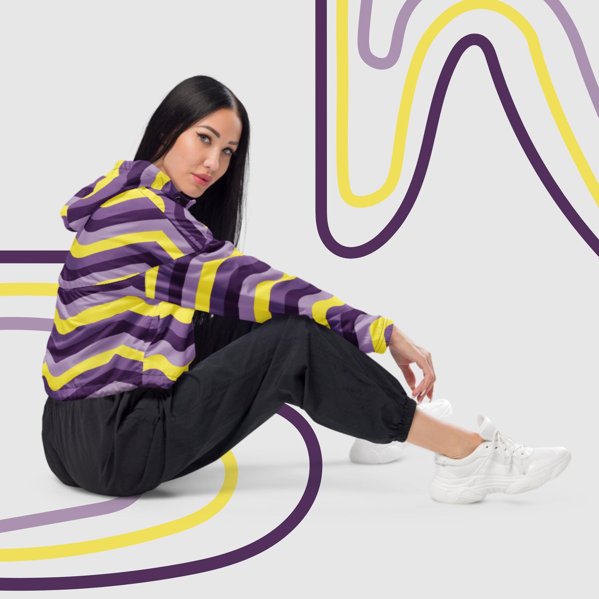 Custom Women’s Retro Cropped Windbreaker Jacket | PERSONALIZED - ChoreGirl