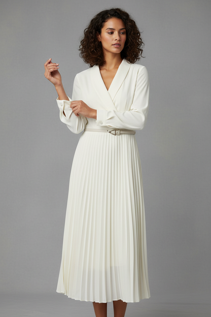 Elegantes Seidenkleid mit Falten – Retro-A-Linien-Midikleid