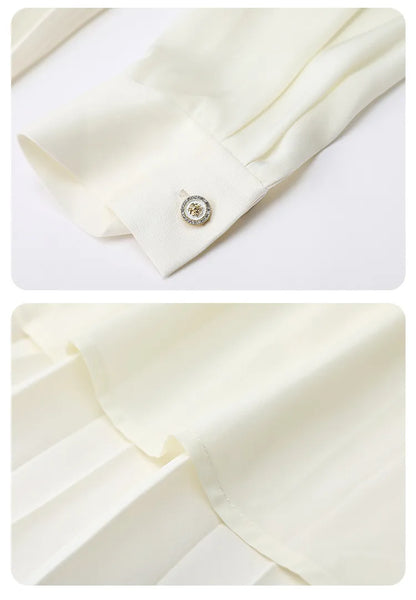 Women's Retro Elegance Silk Pleated Dress - ChoreGirl