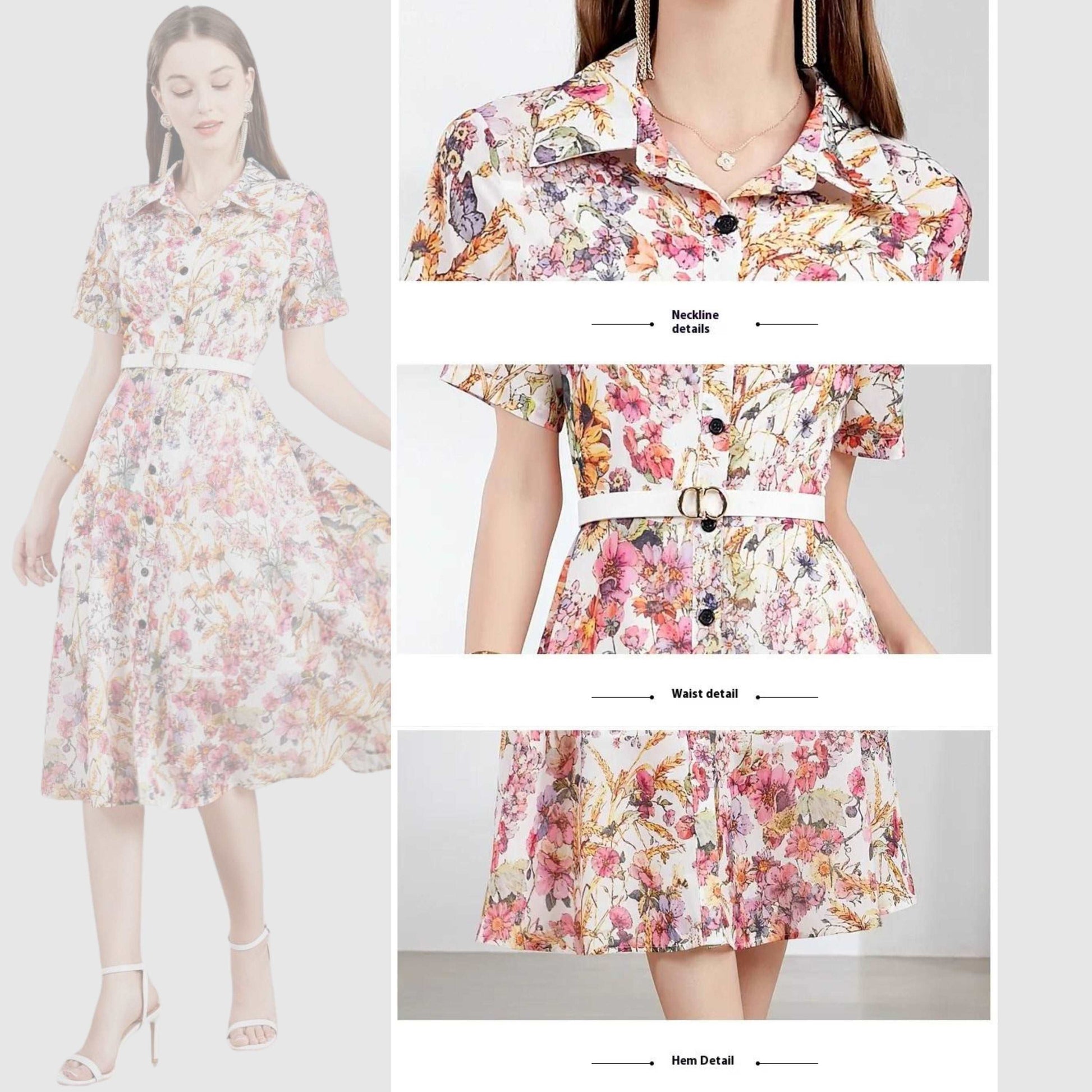 Women's Retro Elegant Shirt Dress (without belt) - ChoreGirl
