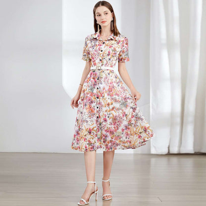 Women's Retro Elegant Shirt Dress (without belt) - ChoreGirl
