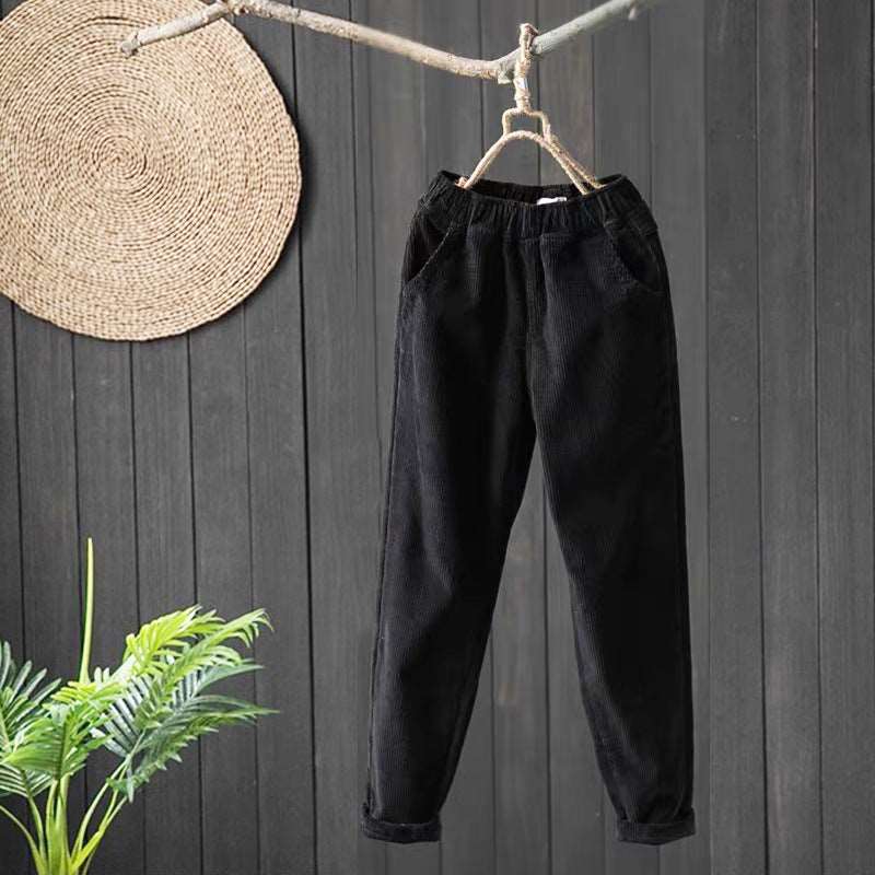 Women's Retro Fleece Lined Warm and Thick Corduroy Pants - ChoreGirl