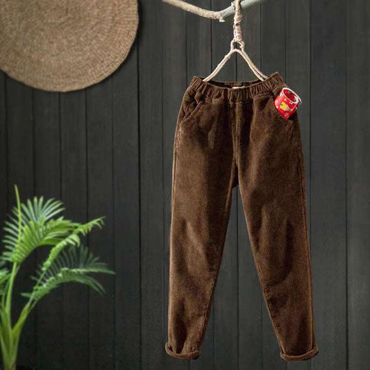 Women's Retro Fleece Lined Warm and Thick Corduroy Pants - ChoreGirl