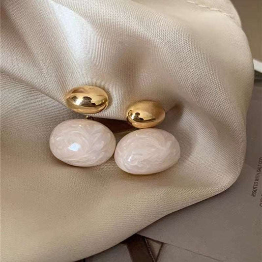 Women's Retro Luxury Glazed Oval Earrings - ChoreGirl