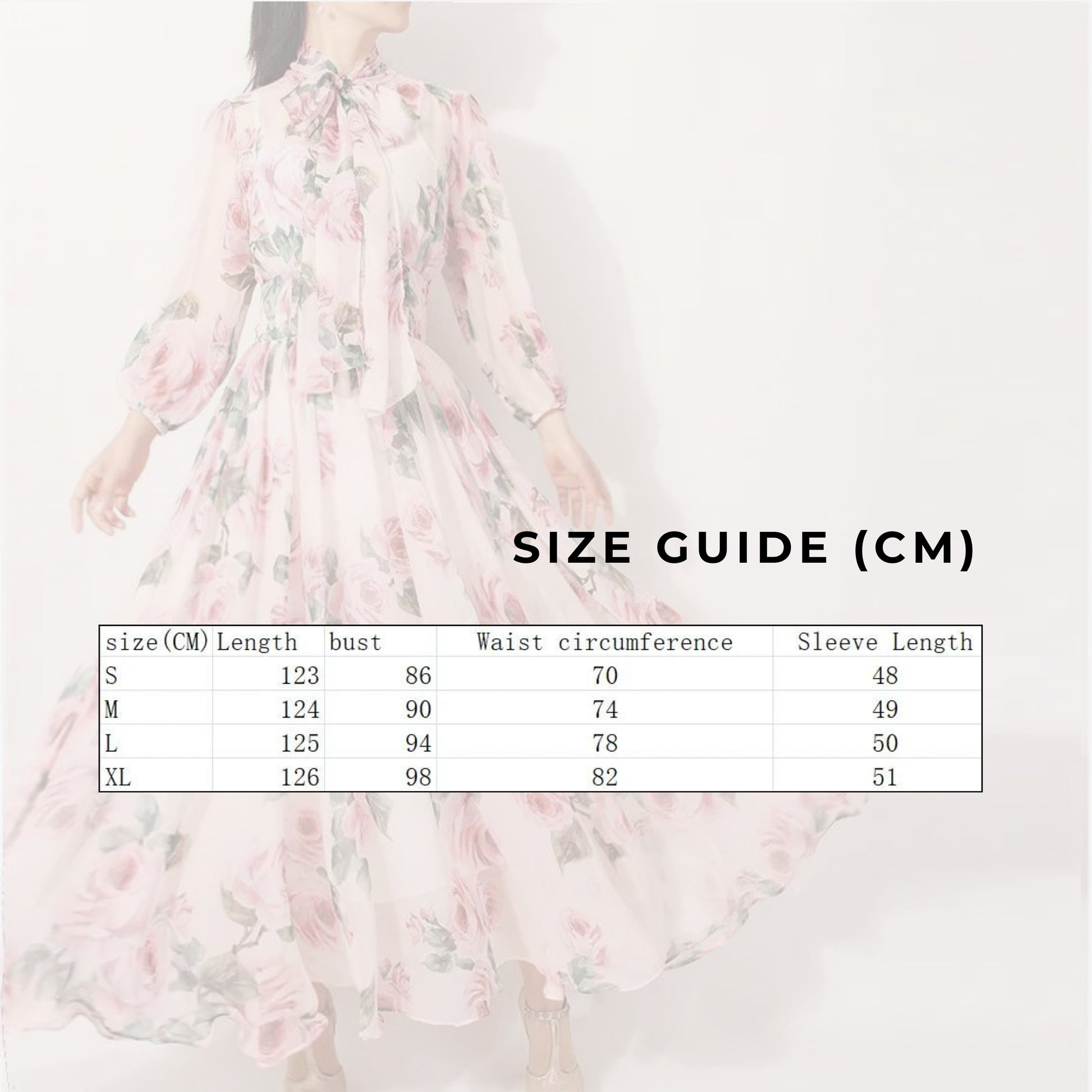 Women's Romantic Style Rose Print Large Swing Chiffon Dress - ChoreGirl