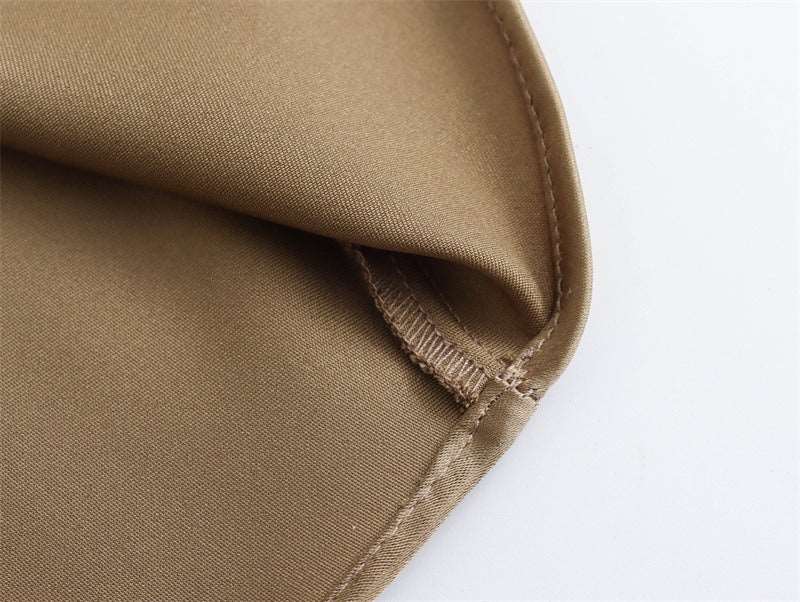 Women's Satin Simple Round Neck Short Sleeve Dress - ChoreGirl