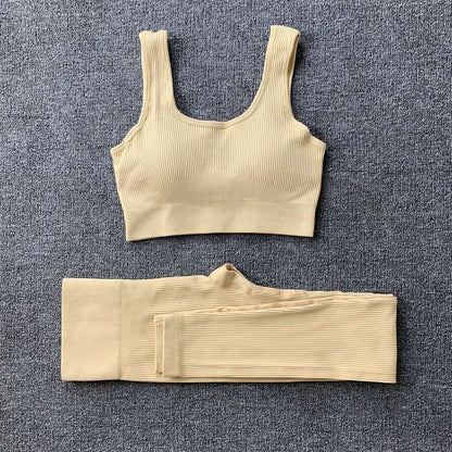Women's Seamless Bra And Butt Lifting High Waist Leggings Sportswear Set - ChoreGirl