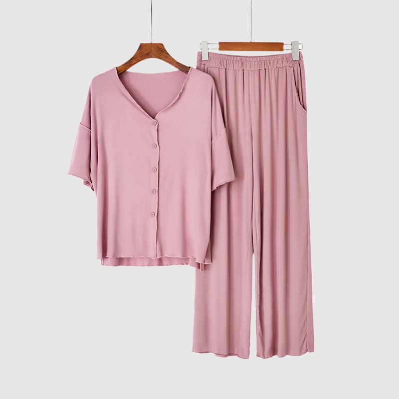 Women's Short-sleeved Top and Pants Pajamas, Loungewear Set - ChoreGirl