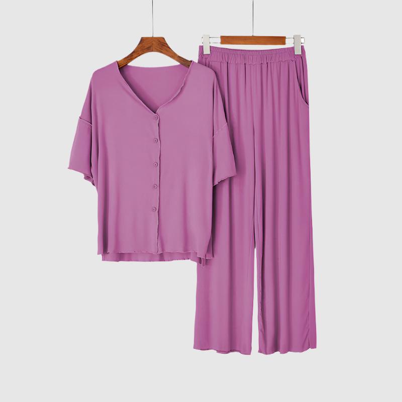 Women's Short-sleeved Top and Pants Pajamas, Loungewear Set - ChoreGirl
