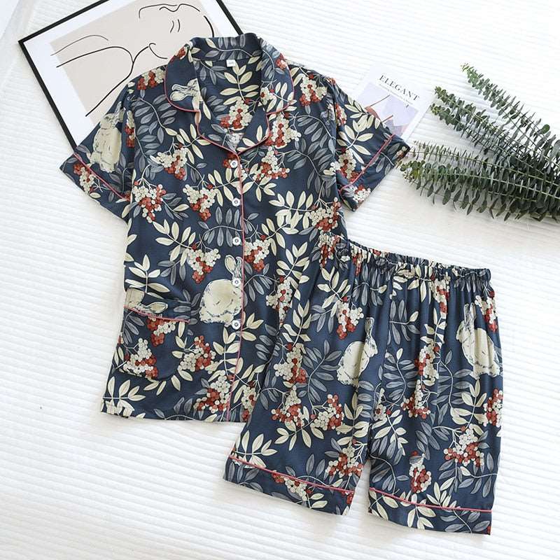 Women's Short Sleeve Shirt and Shorts Sleepwear Set - ChoreGirl