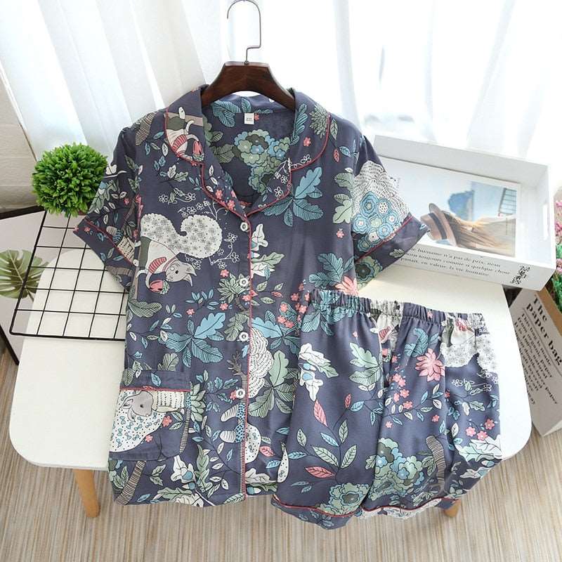 Women's Short Sleeve Shirt and Shorts Sleepwear Set - ChoreGirl