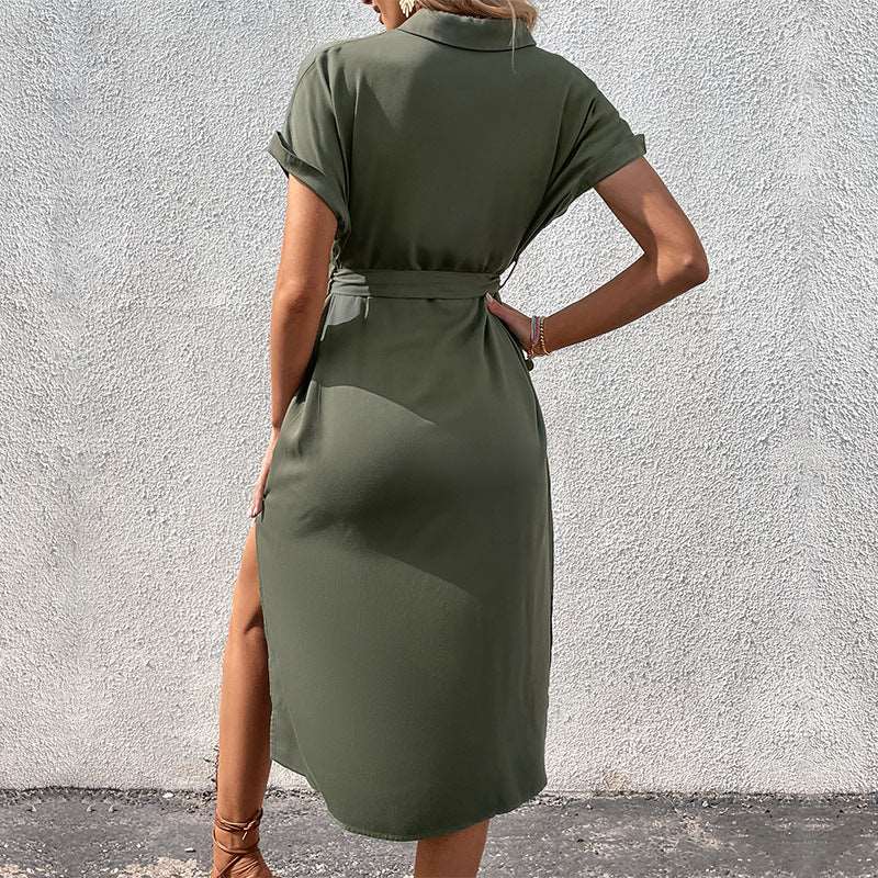 Women's Short Sleeved Mid-Length Shirt Dress - ChoreGirl