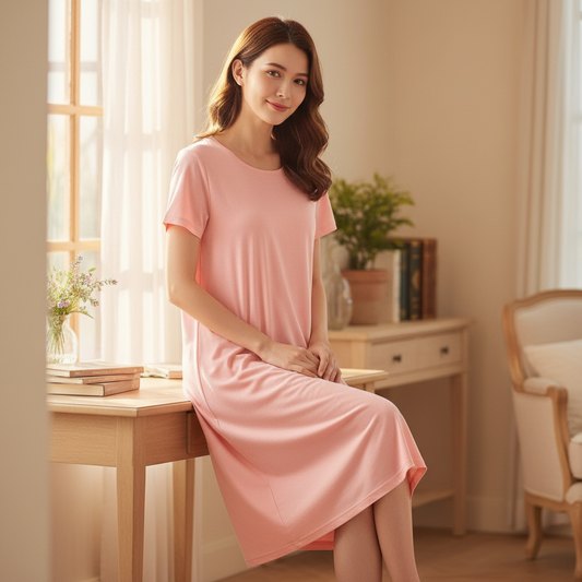 Kurzärmliges T-Shirt-Kleid für Damen mit BH-Pads, Loungewear