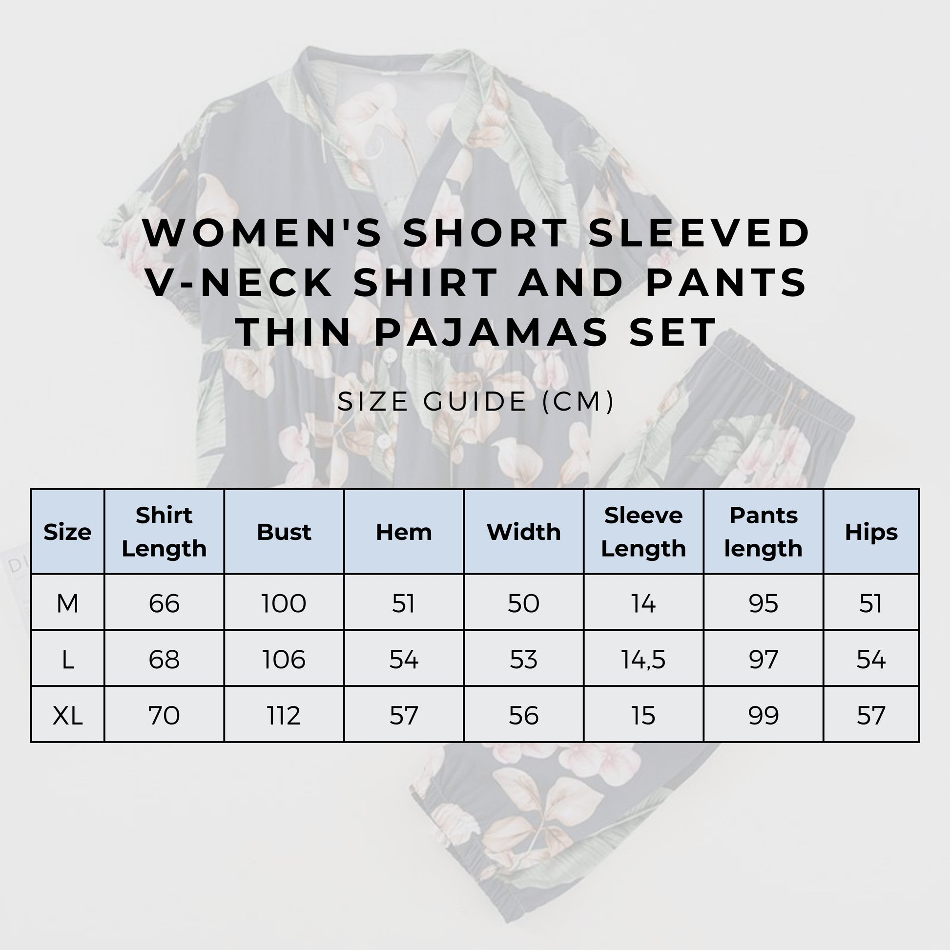 Women's Short Sleeved V-neck Shirt and Pants Thin Pajamas Set - ChoreGirl