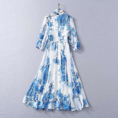 Women's Silk Scarf Collar Chiffon Fashion Dress - ChoreGirl