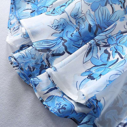 Women's Silk Scarf Collar Chiffon Fashion Dress - ChoreGirl
