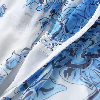 Women's Silk Scarf Collar Chiffon Fashion Dress - ChoreGirl