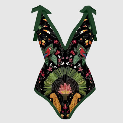 Women's Skinny Slimming One-piece Swimsuit with Cover-up Scarf - ChoreGirl