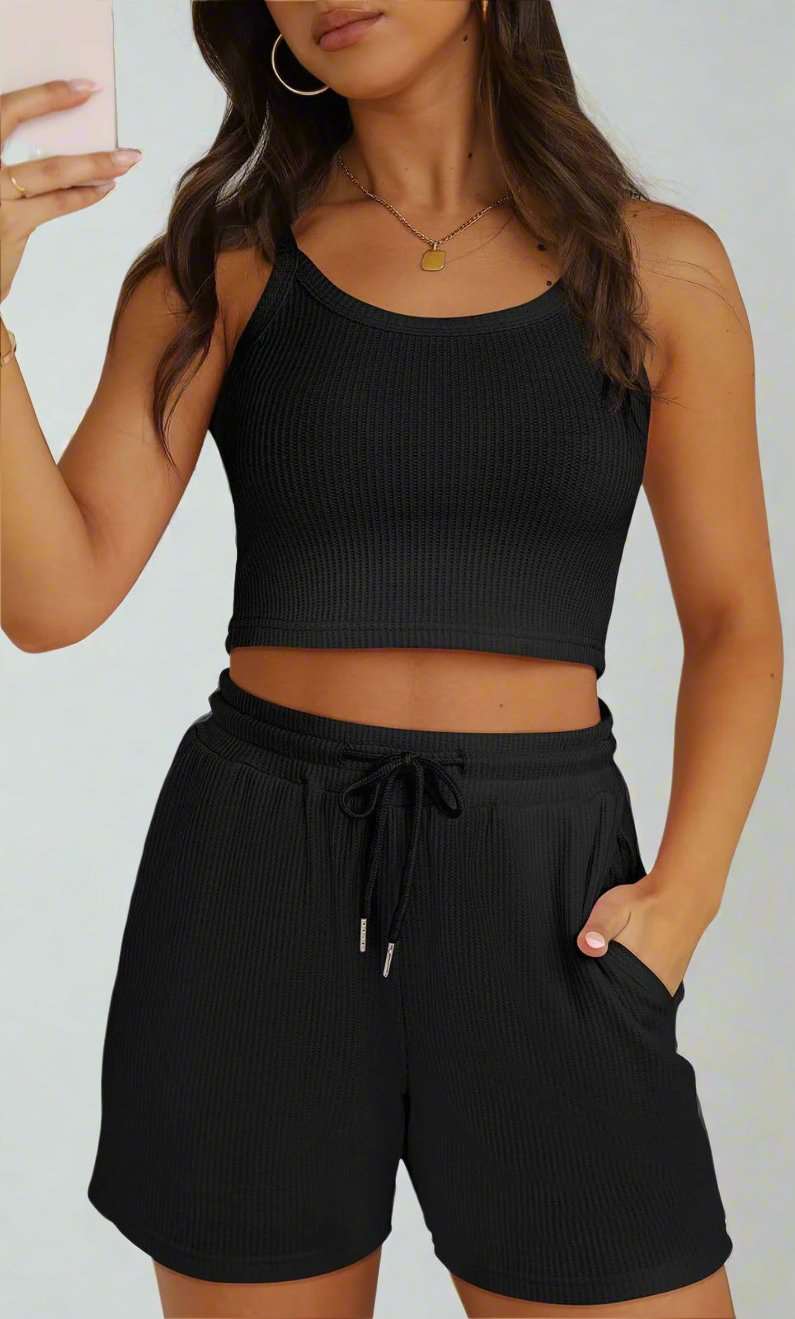 Women's Sleeveless Top and Shorts Loungewear Set - ChoreGirl