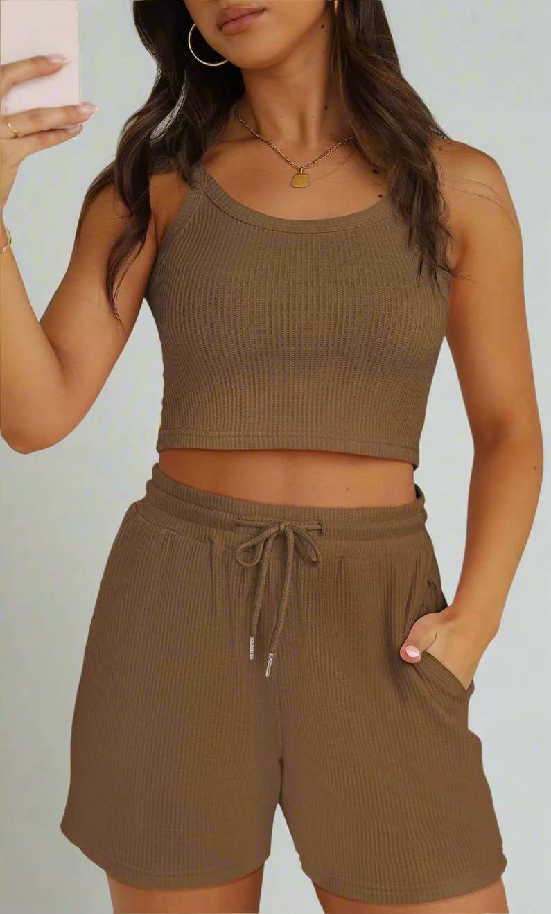 Women's Sleeveless Top and Shorts Loungewear Set - ChoreGirl