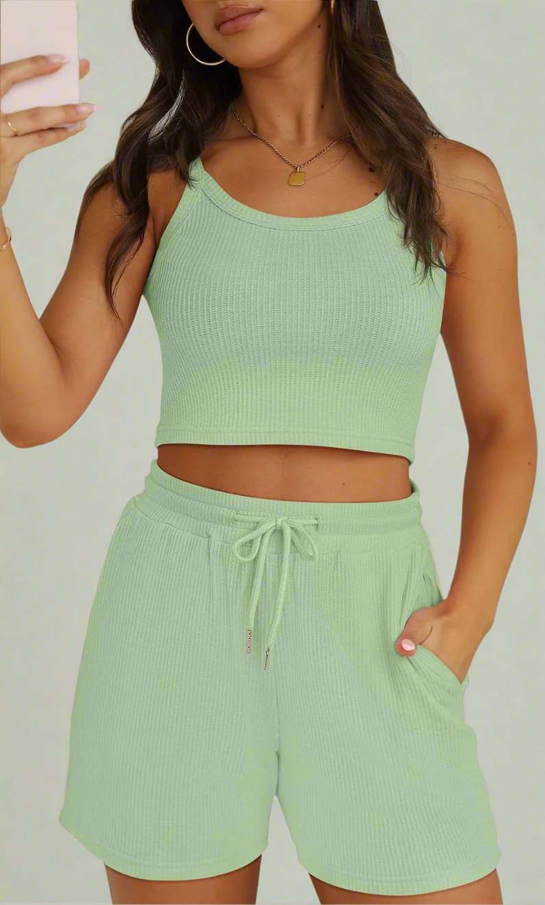 Women's Sleeveless Top and Shorts Loungewear Set - ChoreGirl