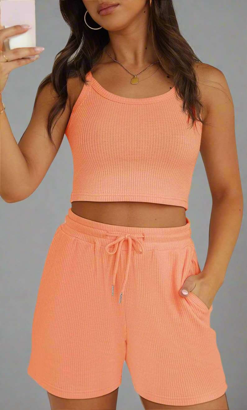 Women's Sleeveless Top and Shorts Loungewear Set - ChoreGirl