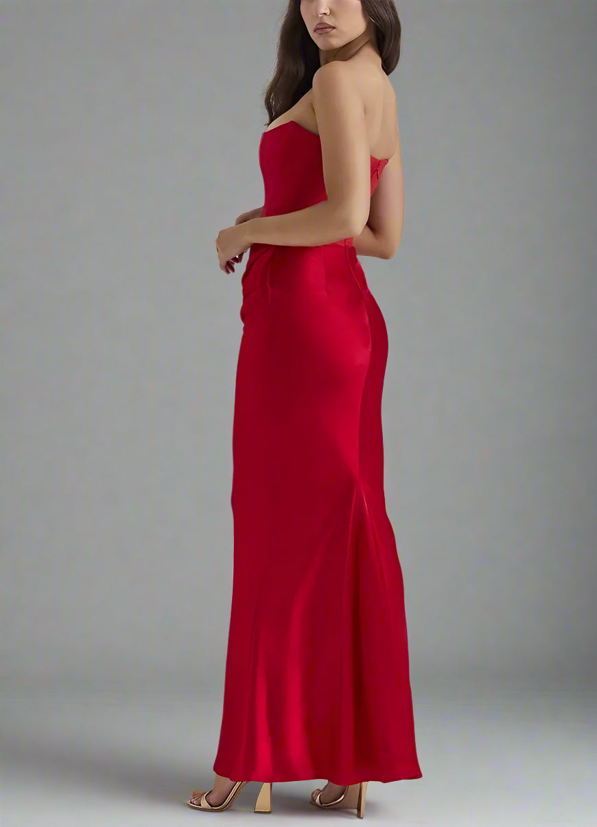 Women's Slim Bandeau Tube Long Backless Evening Dress - ChoreGirl