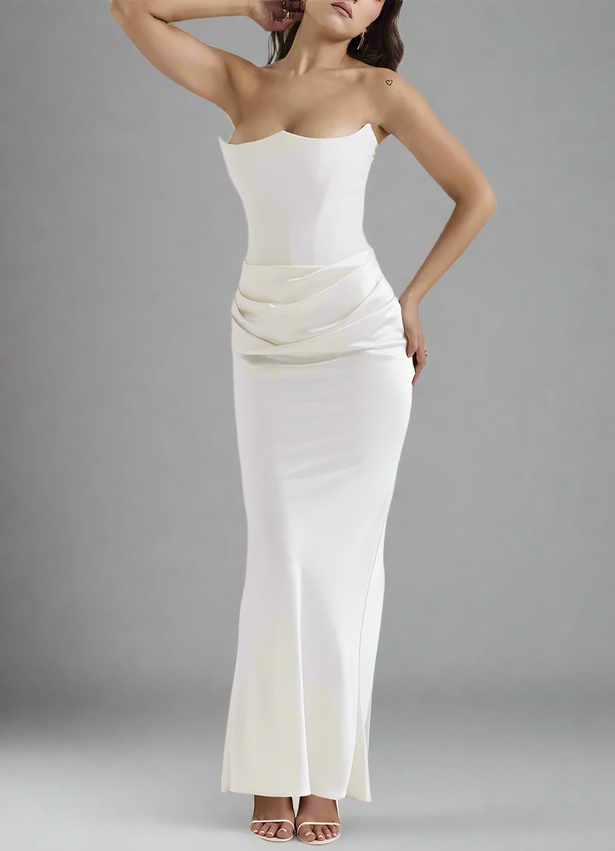 Women's Slim Bandeau Tube Long Backless Evening Dress - ChoreGirl
