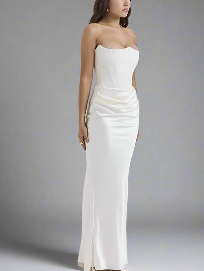 Women's Slim Bandeau Tube Long Backless Evening Dress - ChoreGirl