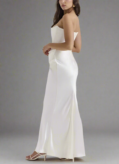 Women's Slim Bandeau Tube Long Backless Evening Dress - ChoreGirl