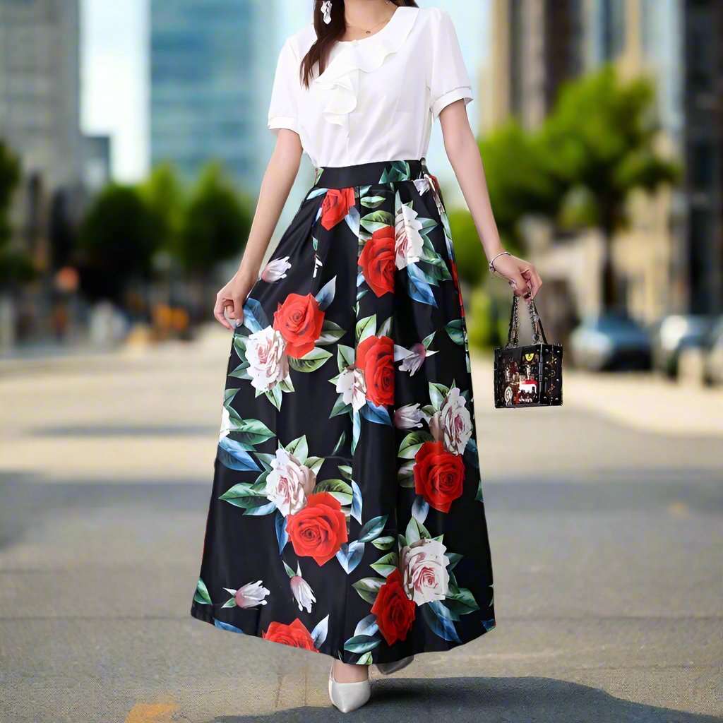 Women's Smooth Fabric Long A-line Skirt - ChoreGirl