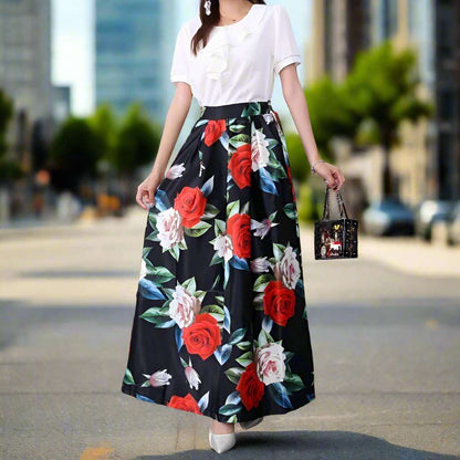 Women's Smooth Fabric Long A-line Skirt - ChoreGirl