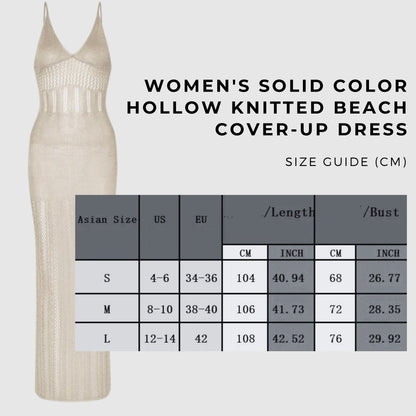 Women's Solid Color Hollow Knitted Beach Cover-up Dress - ChoreGirl