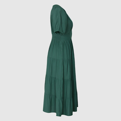 Women's Solid Color Short Sleeve Summer Dress - ChoreGirl
