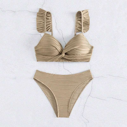 Women's Solid Color Two-piece Bikini Swimsuit - ChoreGirl