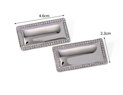 Women's Stainless Steel Inlaid Diamond Glossy Rectangular Shape Earrings - ChoreGirl
