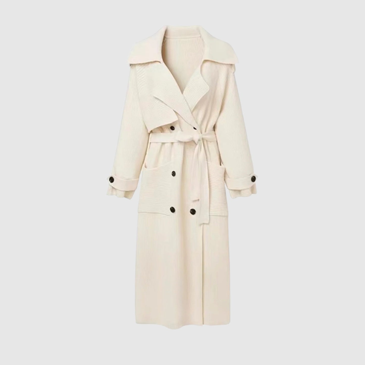 Women's Thick Loose Design Knit Long Cardigan Coat Made of Sheep Wool - ChoreGirl