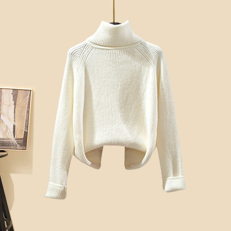 Women's Thick Turtleneck Sweater, Wide Leg Pants and Long Cardigan Outfit Set Pieces - ChoreGirl