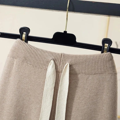 Women's Thick Turtleneck Sweater, Wide Leg Pants and Long Cardigan Outfit Set Pieces - ChoreGirl