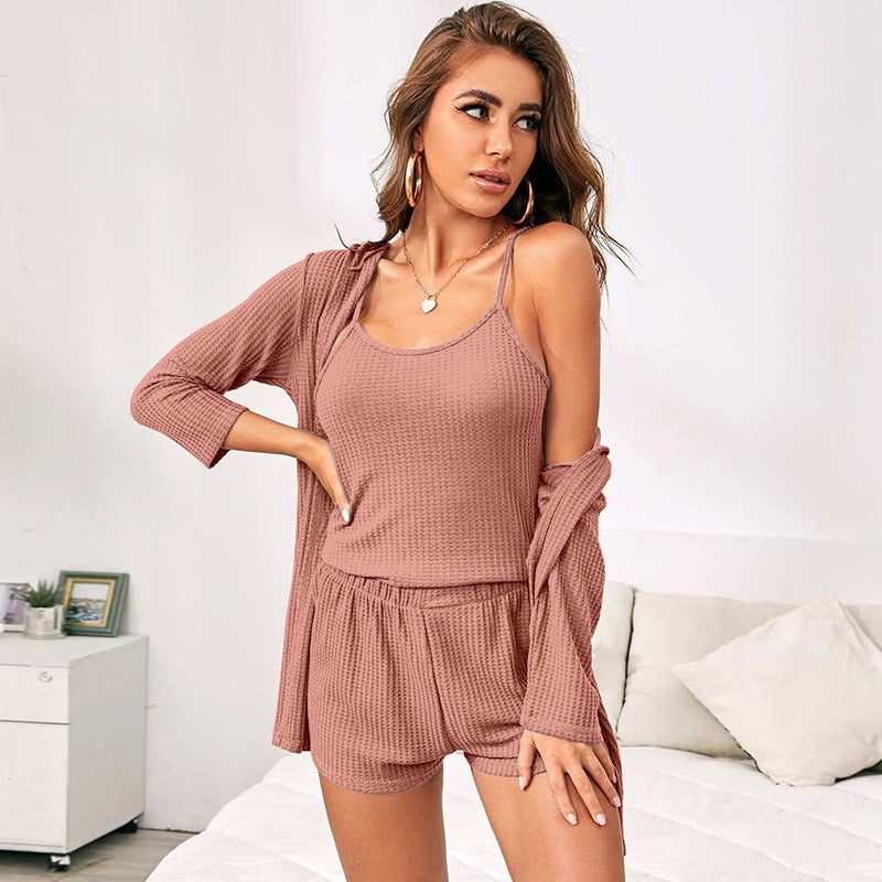 Women's Three-piece Loungewear, Pajamas Set - ChoreGirl
