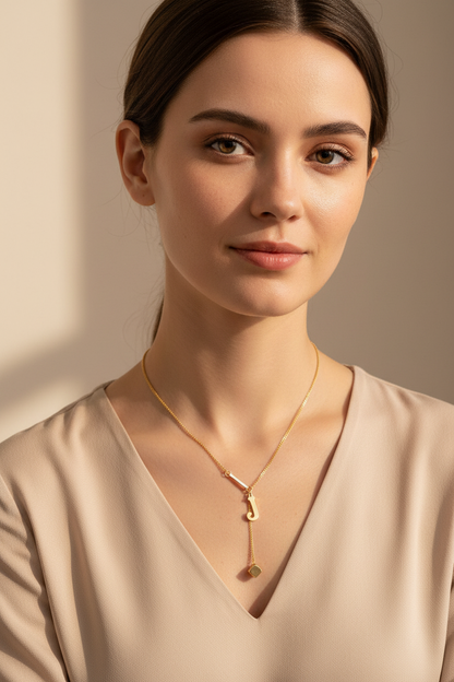 Elegant Personalized Letter Pendant Necklace - Steel