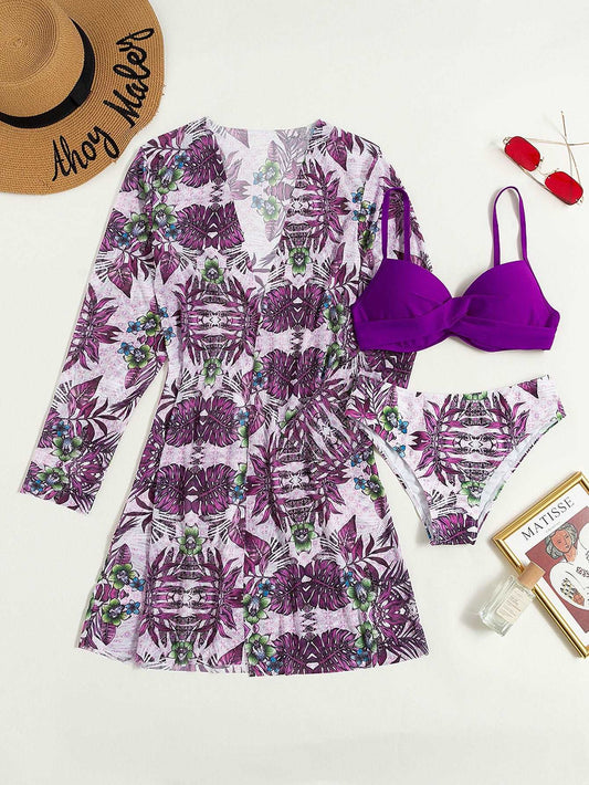 Women's Top, Pants and Cover-up Robe Three-piece Swimsuit - ChoreGirl
