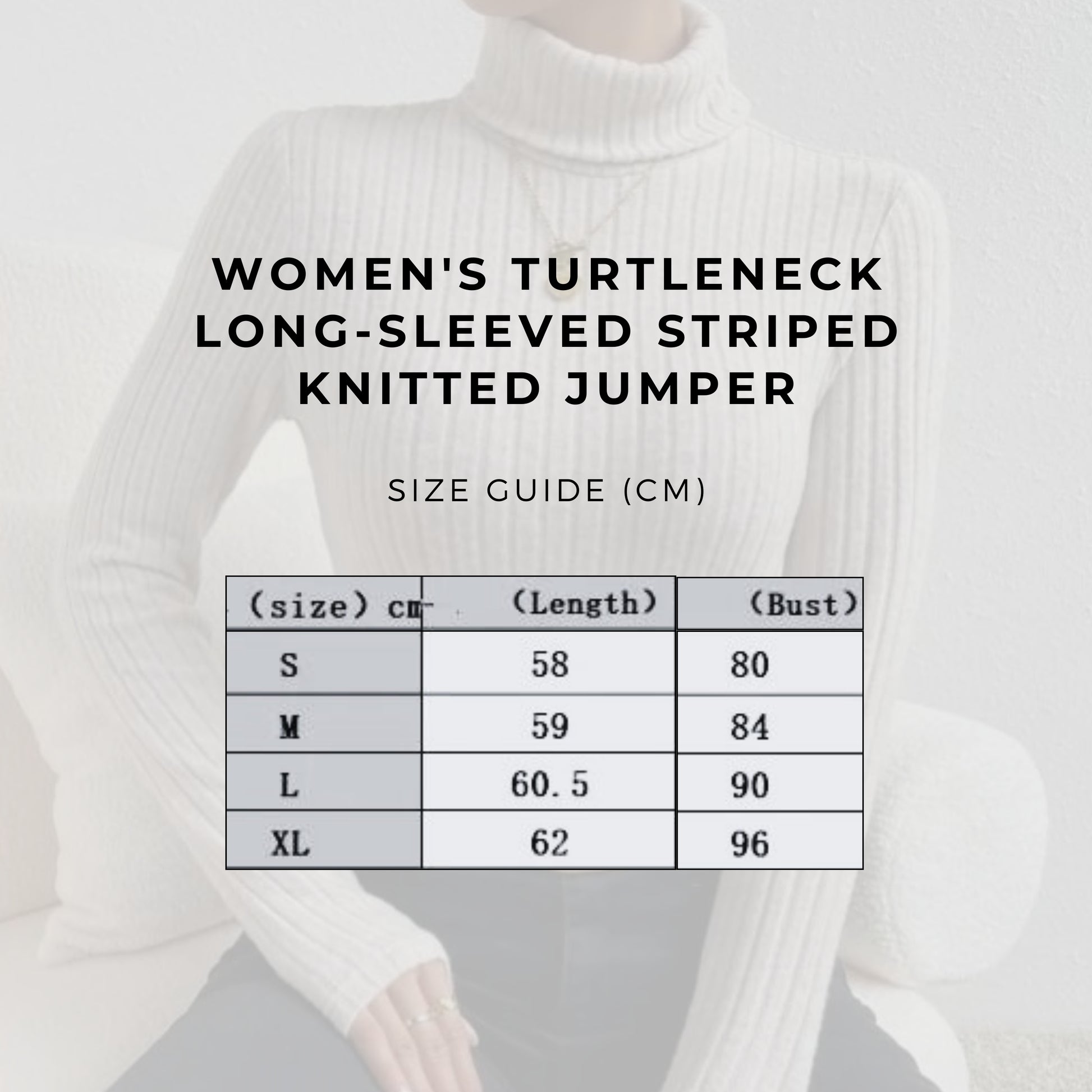 Women's Turtleneck Long-sleeved Striped Knitted Jumper - ChoreGirl