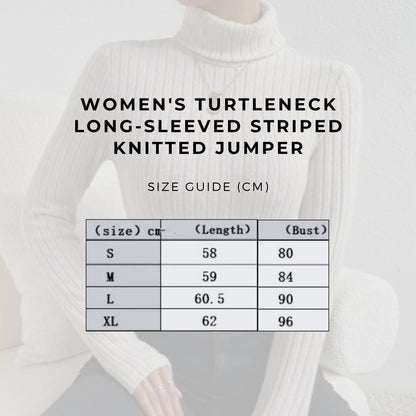 Women's Turtleneck Long-sleeved Striped Knitted Jumper - ChoreGirl