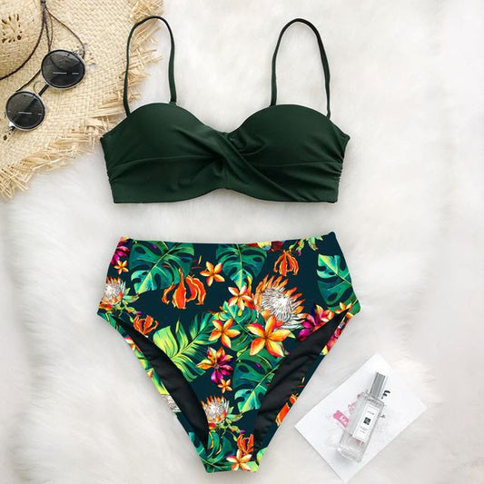 Women's Two-piece Floral Print Swimsuit - ChoreGirl
