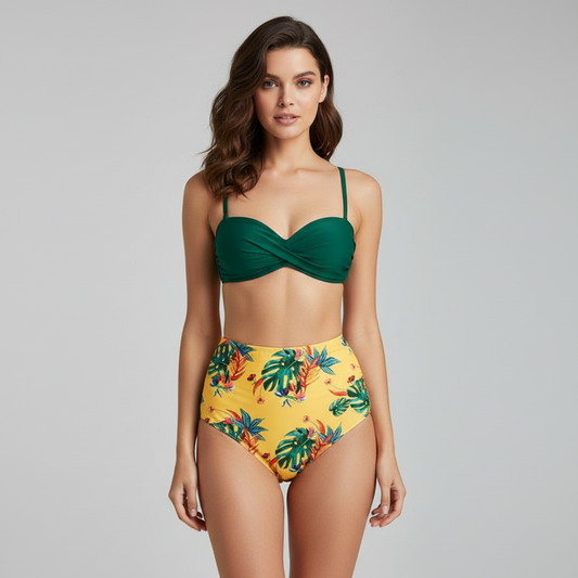 Zweiteiliger Badeanzug mit Blumenmuster für Damen