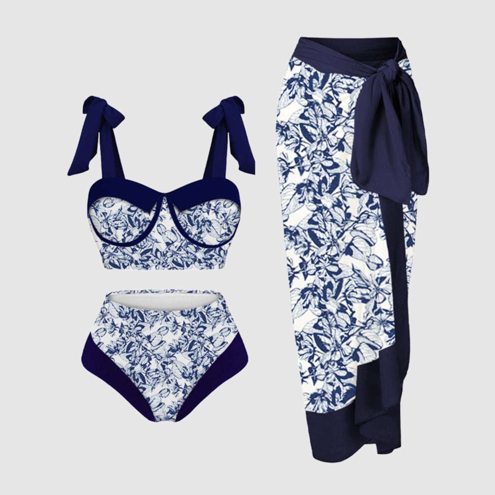 Women's Two-piece Swimsuit and Cover Scarf Set - ChoreGirl